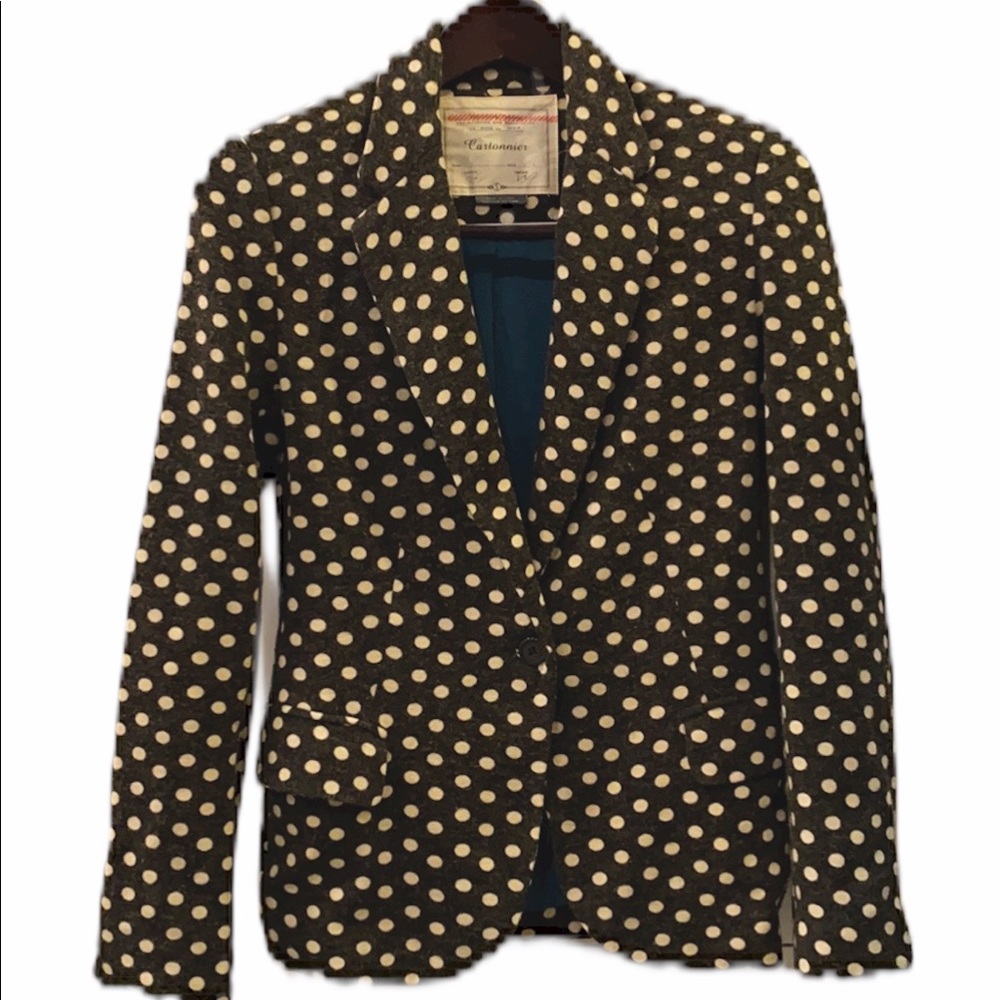 Anthropologie Cartonnier polka dot blazer